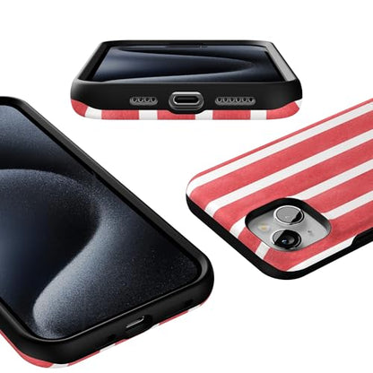 Casely iPhone 15 Plus Case | East Coast Summer | Red Stripes | Bold Protective Design | Compatible with MagSafe - color: East Coast Summer | Red Stripes
