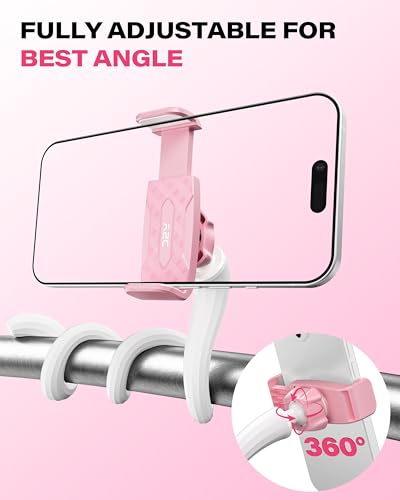 A2C Flexible Phone Holder for Treadmill, Treadmill Phone Mount for Gym - color: Pink