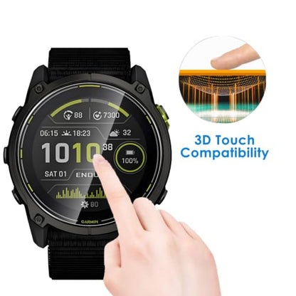 5 Pack Tempered Glass for Garmin Enduro 4 Screen Protector,9H Hardness,Ultra Resistant,Anti-Fingerprints,No Bubbles,HD-Clear,Full Coverage Watch Film for Garmin Enduro 4 [Easy Install] - color: Garmin Enduro 4
