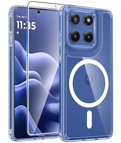 FNTCASE for Motorola Edge 2026 Magnetic Case: [Fit for Magsafe] [Screen Protector] Anti Yellowing Transparent Clear Phone Cover - Military Grade Shockproof Protective Cases - Clear - color: Clear, size: Moto Edge 5G 2026 (6.5 Inch)