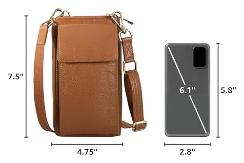 BULL GUARD Crossbody Bag for Women, Leather Phone Wallet Purse with Adjustable Anti Theft Strap & RFID Blocking 12 Card Slots - color: Xtraroom in Rich Mocha Brown