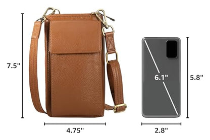 BULL GUARD Crossbody Bag for Women, Leather Phone Wallet Purse with Adjustable Anti Theft Strap & RFID Blocking 12 Card Slots - color: Xtraroom in Rich Mocha Brown