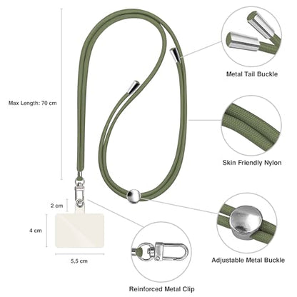 TBOC 2X Cell Phone Lanyard [Army Green] - Comfortable Universal Smartphone Lanyard - Easy to Use Neck Phone Holder [White Ice Patch] - Adjustable Length Phone Strap Crossbody - Fits All Mobile Phones - color: Army Green