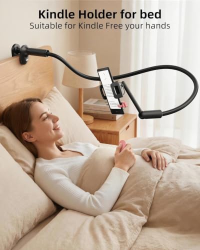 SAIJI 47" Extended Gooseneck Kindle Holder with Adjustable Double Joint-Arm - color: Black