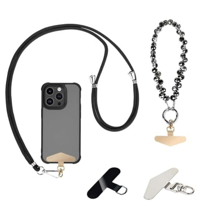 MOLOPPO 2 Phone Lanyard for Smartphone, Adjustable Crossbody Strap+Charm - color: A3-black