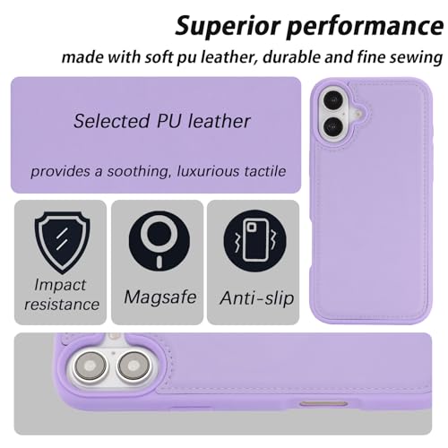Ｈａｖａｙａ for iPhone 16 Case Detachable Wallet Case with Card Holder，2 in 1 Pu Leather Flip Folio Credit Card Slots Stand Compatible Magsafe Magnetic Shockproof Phone Cover (6.1")-Purple - color: Purple-Detachable