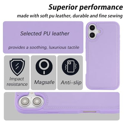 Ｈａｖａｙａ for iPhone 16 Case Detachable Wallet Case with Card Holder，2 in 1 Pu Leather Flip Folio Credit Card Slots Stand Compatible Magsafe Magnetic Shockproof Phone Cover (6.1")-Purple - color: Purple-Detachable