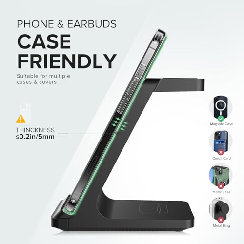 3 in 1 Fast Wireless Charging Station for Multiple Apple Devices - color: Black
