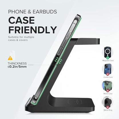 3 in 1 Fast Wireless Charging Station for Multiple Apple Devices - color: Black