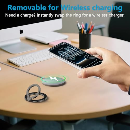 MagSafe Phone Ring Holder, 360° Rotation Magnetic Phone Grip Kickstand - color: gray