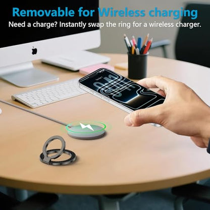 MagSafe Phone Ring Holder, 360° Rotation Magnetic Phone Grip Kickstand - color: gray