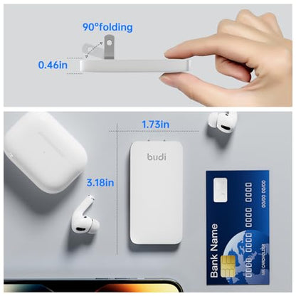 BUDI 17W Extra Slim Portable Wall Charger 2-Port USB-A Wall Charger Convenient Travel Accessories Compatible with IPad iPhone Samsung Galaxy Switch, Etc.(White) - color: 17W USB-A - White