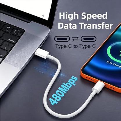 1ft USB C to USB C Cable Short, 2Pack 60W Fast Charging Data Transfer Cable - size: 1FT, style: USBC to USBC
