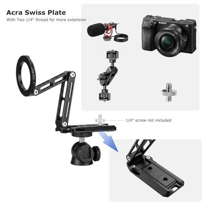 Ruittos for Magsafe Phone Stand & Tripod Adapter, Aluminum iPhone Mount with Arca-Swiss Base,1/4" Thread Foldable Desktop Stand & Selfie Stick Grip, Compatible with iPhone 17/16...Andriod