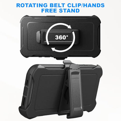 for iPhone 16e &iPhone 17e Case Dropproof DustProof Strong Durable Heavy Duty Full Body Rugged 3-Layer Military Protective for iPhone 16e &iPhone 17e case 6.1 inch (Black+Belt) | Dropproof