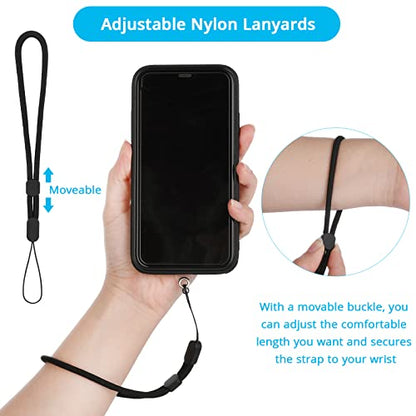 cobee Hand Wrist Strap Lanyard with Tether Patch, 6 Pcs Adjustable Nylon Wrist Straps with 6 Pcs Transparent Phone Pads Cell Phone Lanyard Strap Holder Hand Straps for Mobile Phone Camera(Black)
