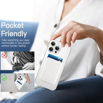 Compatible with MagSafe Wallet, Leather TPU Protective, White - color: White