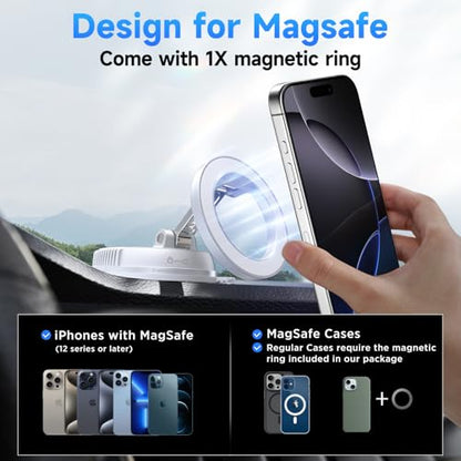 ANDERY Car Phone Holder for Magsafe [78+LBS Strongest Suction & 2400gf Magnetic] 360° Adjustable Car Phone Mount, Phone Holders for Your Car for iPhone 17 Pro Max 16 15 14 13 12 Air Plus, Gray White - color: Gray White