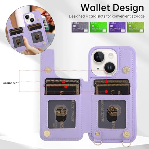 for iPhone 11 Wallet Case with Card Holder Slots and Strap, RFID Blocking Magnetic Flip Folio Cover, Crossbody Purse Protection Case with Kickstand,Purple Diamond - color: Purple Diamond, size: iPhone 11(6.1")