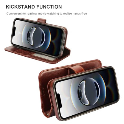 Bocasal Detachable Wallet Case Card Holder for iPhone 17e/16e, Brown | RFID Blocking Kickstand Card Slots Holder PU Leather Magnetic Shockproof Wrist Strap Removable Flip Protective Cover 6.1 inch - color: Brown
