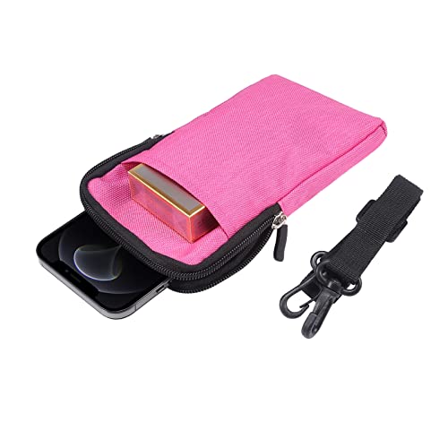 QBYVQQN Cell Phone Waist Belt Holster Mens, Waterproof Zipper Crossbody Smartphone Shoulder Messenger Bag Wallet Sling Bag - color: Rose Red, size: 7.2 INCH