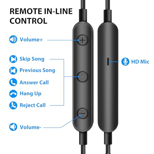 ASKUBSKU Wired Earbuds 3.5mm Headphones for PC School Computer, Black - color: Black