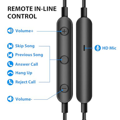 ASKUBSKU Wired Earbuds 3.5mm Headphones for PC School Computer, Black - color: Black