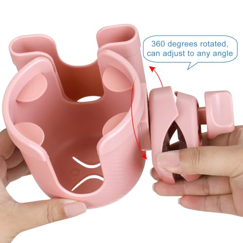 Accmor Stroller Cup Holder with Phone Holder, Bike Cup Holder, Universal Cup Holder for Uppababy Nuna Strollers, 2-in-1 Drinks Holder for Walker, Wheelchair, Scooter - color: All Light Pink Carbon Fiber Texture