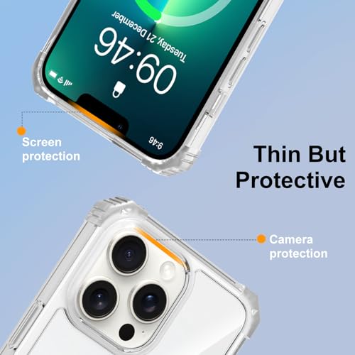 Clear Case for iPhone 13 Pro Max Magnetic 360 Rotatable Ring Stand | Military Grade Heavy Duty Cover with 360 Rotatable Ring Kickstand -260417 - color: Clear, size: iPhone 13 Pro Max