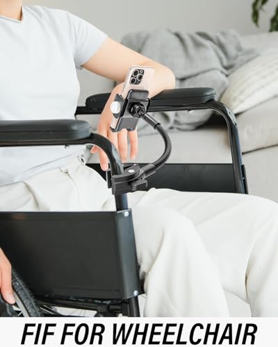Charchendo Wheelchair & Stroller Phone Holder, Flexible Gooseneck Arm