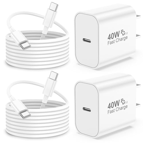 iPhone 17 Pro Max Charger Fast Charging, 40W USB C Super Fast Charger - color: White, Single USB-C port, size: 6ft
