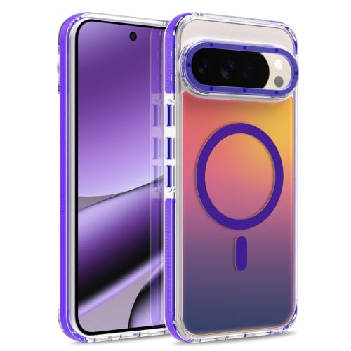 Magnetic Case for Google Pixel 10 Pro XL [Compatible with Magsafe] [Cute Fashion Fluorescent Design] Shockproof Slim Translucent Matte Case for Pixel 10 Pro XL 6.8", Purple - color: Purple, size: Pixel 10 Pro XL