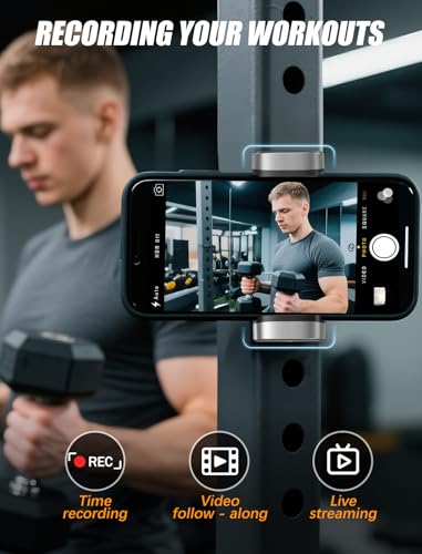 MOKPR Gym Magnetic Phone Holder【Strong Magnets】 360 Adjustable Gym Mount - color: Grey Black