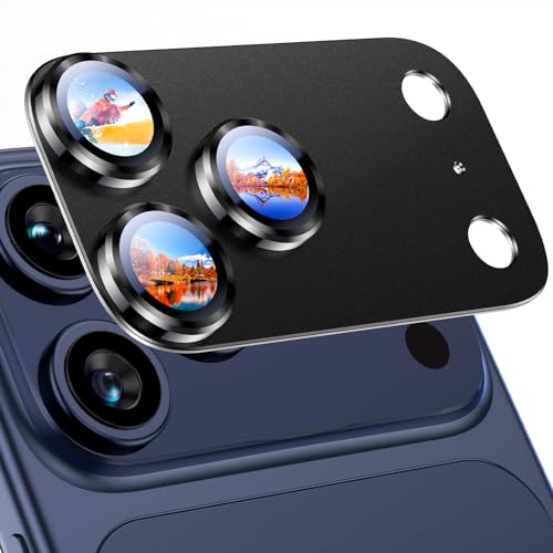 Uyiton for iPhone 17 Pro Camera Lens Protector, Metal Frame Glass Cover - color: Black Titanium, size: 17 Pro