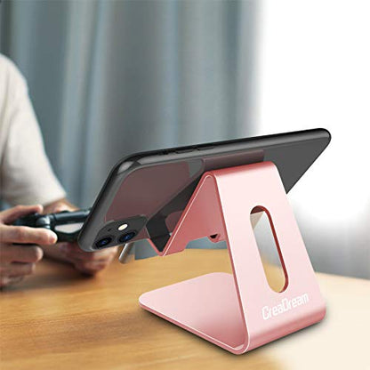 CreaDream Phone Stand Holder, Aluminum Phone Stand for Desk - color: Rose Gold