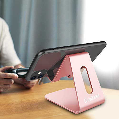 CreaDream Phone Stand Holder, Aluminum Phone Stand for Desk - color: Rose Gold