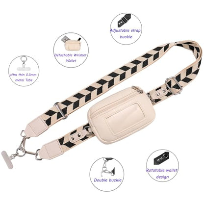 Clip and Go strap for phone with Leather Wallet crossbody phone - color: White