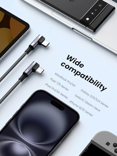 UGREEN 100W Right Angle USB C Cable, 90° Ends Fast Charging, 6.6ft - size: 6.6FT