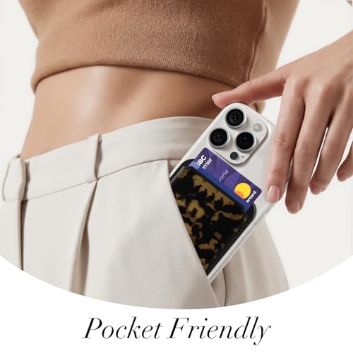 Svanove Tortoise Shell Magnetic Phone Wallet Compatible with Magsafe Wallet for Women, Girl ID Credit Card Holder Wallets for iPhone 17/16/15/14/13/12 Series, Cute Slim Leather Wallets Mag Safe Pocket - color: Turtle