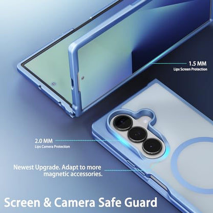 One Piece Design Magnetic Case for Galaxy Z Fold 6, Matte Frosted Blue | Fit for MagSafe, Ultra Slim Fit, Anti Fingerprints, Shockproof Translucent Back Integrated Bumper Wireless Charging Cover - color: Blue for Z Fold 6