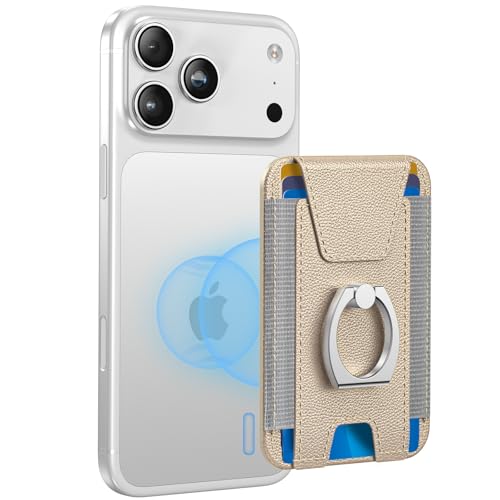 for Magsafe Wallet with Grip; 6-Card Holder; Stronger Magnetic Phone Wallet - color: Gold