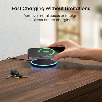 Wireless Charger Pad 15W Fast Charging Station with USB Cable for iPhone