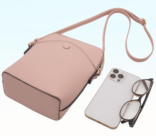 Small Crossbody Bag with Gold Hardware, Mini Shoulder Purse with Adjustable Strap - color: Blush