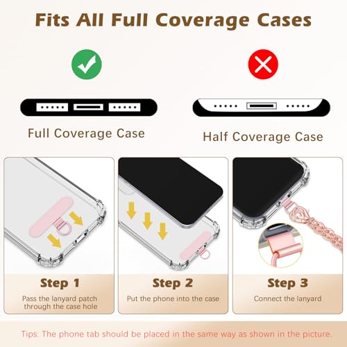 MoKo Universal Phone Crossbody Lanyard Phone Chain, Anti-Theft Adjustable Cellphone Cross Body Neck Strap & iPhone Wrist Strap with 2×Metal Tether Tabs for iPhone 17, Most Smartphones, Pink&Rose Gold - color: Pink&rose Gold
