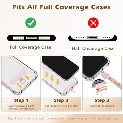 MoKo Universal Phone Crossbody Lanyard Phone Chain, Anti-Theft Adjustable Cellphone Cross Body Neck Strap & iPhone Wrist Strap with 2×Metal Tether Tabs for iPhone 17, Most Smartphones, Pink&Rose Gold - color: Pink&rose Gold