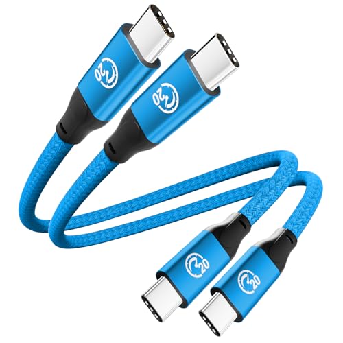 USB C to USB C Cable 100W 0.6FT 2Pack, Short USB C 3.2 Gen 2X2 20Gbps Cable - color: Blue, size: 0.6FT(2PACK)