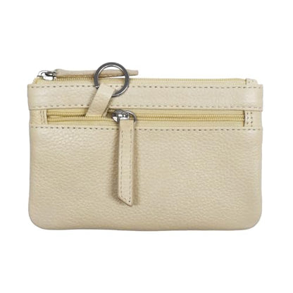 ili New York Leather Mini Compact Coin Purse - Bone - color: Bone