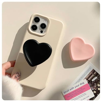 2PCS Heart-Shaped Silicone Mobile Phone Grip Stand,Vilbocr Collapsible Cellphone Finger Grip Holder for Smartphone Tablet Cell Phone Accessory (Black) - color: Black