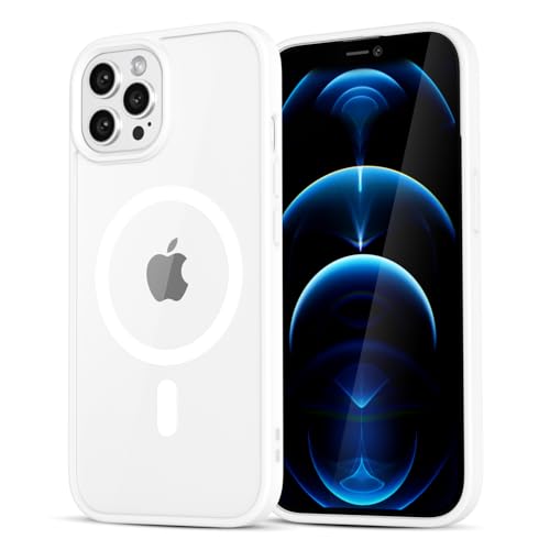 LoeoeL for iPhone 12 Pro Max Case Clear Mag Safe, Ultra Thin Slim Cover Magnetic Compatible with Magsafe Phone Case for Women Men Girl, Cute Soft TPU Silicone & Transparent Hard Plastic, White - color: White, size: 12 Pro Max