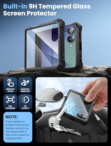 i-Blason for Samsung Galaxy Z Flip 7 Case with Stand & Belt-Clip, Black | Built-in Screen Protector, Hinge Protection, Belt-Clip, KickStand, Full-Body Protection, Military - color: Black